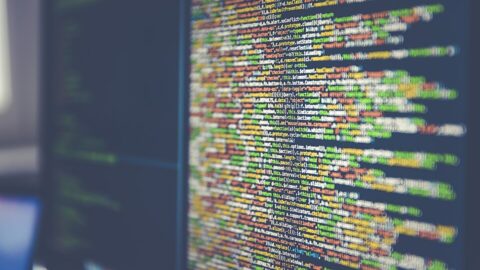 Programming code displayed on a computer monitor screen