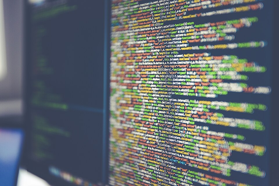 Programming code displayed on a computer monitor screen