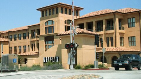 Netflix headquarters building with company sign